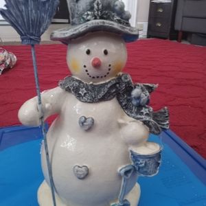 Snowman with broom figure